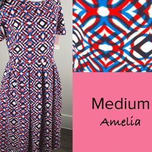 Medium Red White and Blue LuLaRoe Amelia Dress